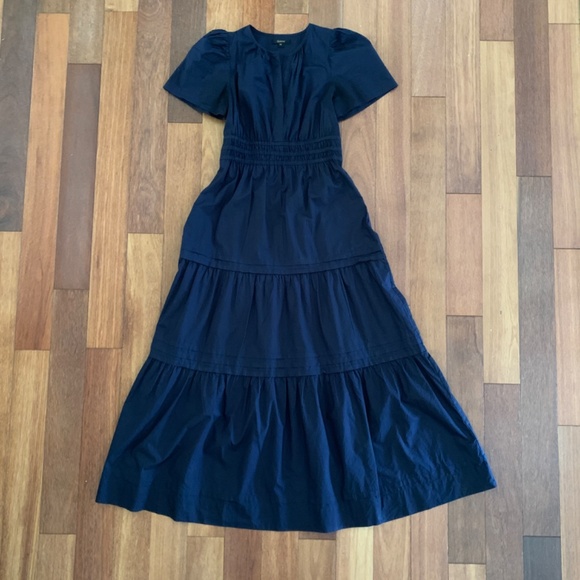 Quince 100% Organic Cotton Tiered Maxi Dress Navy XS - Picture 4 of 6